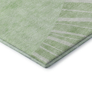 HomeRoots 9' X 12' Artichoke Green Abstract Area Rug - Washable, Stain-Resistant, UV Protected for Modern Homes 655348