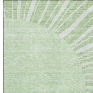 HomeRoots 9' X 12' Artichoke Green Abstract Area Rug - Washable, Stain-Resistant, UV Protected for Modern Homes 655348