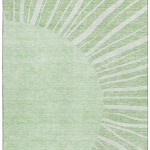 HomeRoots 9' X 12' Artichoke Green Abstract Area Rug - Washable, Stain-Resistant, UV Protected for Modern Homes 655348