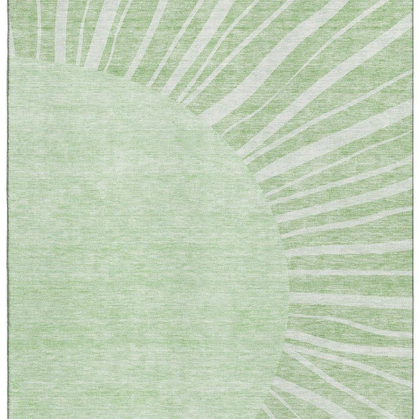 HomeRoots 9' X 12' Artichoke Green Abstract Area Rug - Washable, Stain-Resistant, UV Protected for Modern Homes 655348