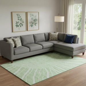 HomeRoots 10' Artichoke Green & Ivory Abstract Area Rug - Washable, UV-Protected, Durable for Busy Homes 655349