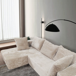 English Elm Cloud Plush Sectional Sofa L-Shape Chaise, CertiPUR-US Foam, Machine Washable Corduroy, Stain-Resistant Comfort W3341P346290