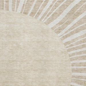 HomeRoots 8' X 10' Washable Beige and Khaki Abstract Area Rug with UV Protection - Durable, Stylish, Easy Care! 655353
