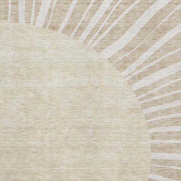 HomeRoots 8' X 10' Washable Beige and Khaki Abstract Area Rug with UV Protection - Durable, Stylish, Easy Care! 655353