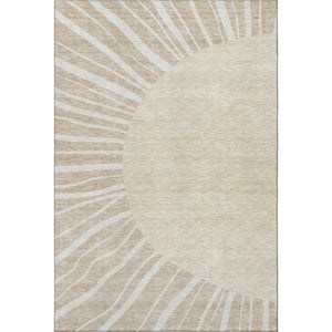 HomeRoots 9' X 12' Washable Beige and Khaki Abstract Area Rug with UV Protection for Modern Living Spaces 655354