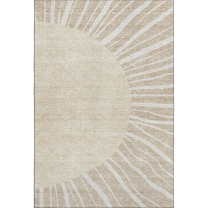 HomeRoots 10' Beige & Khaki Abstract Area Rug - Washable, UV-Protected, Durable for Homes with Kids & Pets 655355