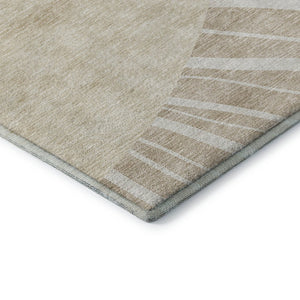 HomeRoots 10' Beige & Khaki Abstract Area Rug - Washable, UV-Protected, Durable for Homes with Kids & Pets 655355