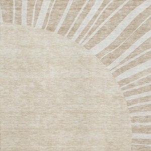 HomeRoots 10' Beige & Khaki Abstract Area Rug - Washable, UV-Protected, Durable for Homes with Kids & Pets 655355