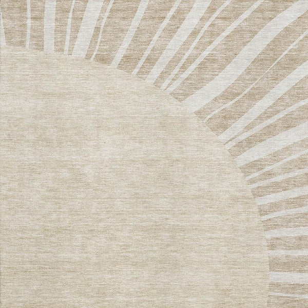 HomeRoots 10' Beige & Khaki Abstract Area Rug - Washable, UV-Protected, Durable for Homes with Kids & Pets 655355