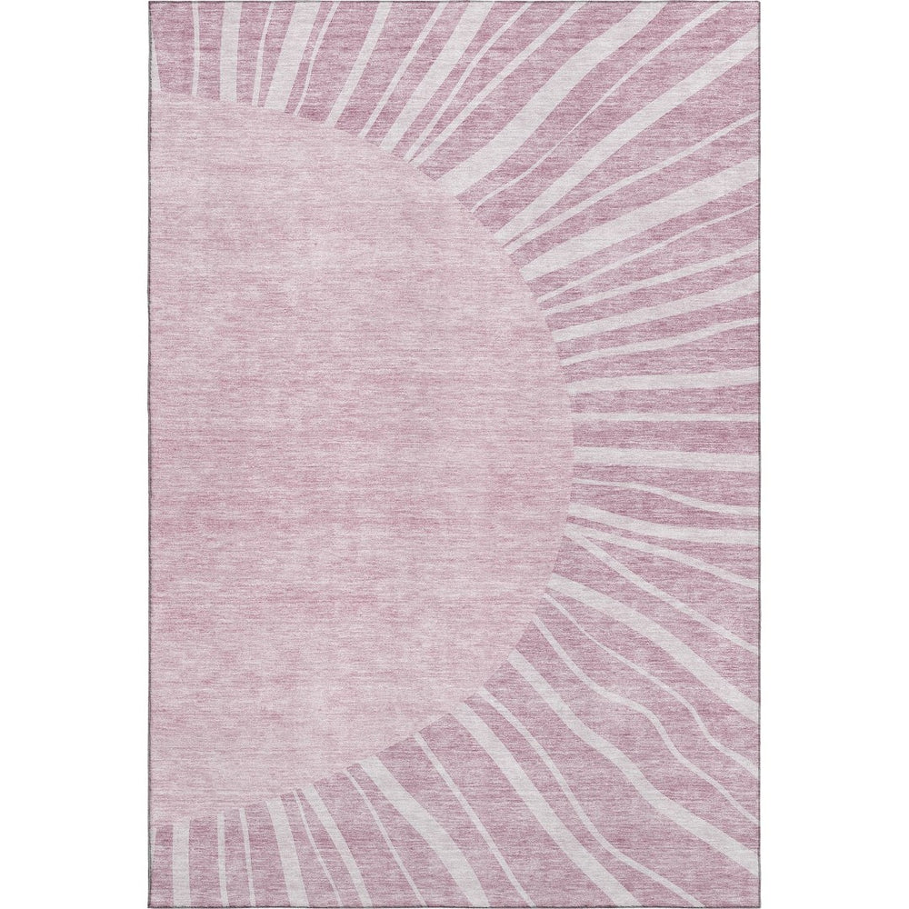 HomeRoots 5' X 8' Blush and Ivory Abstract Washable Area Rug – Stylish, Stain-Resistant with UV Protection! 655357