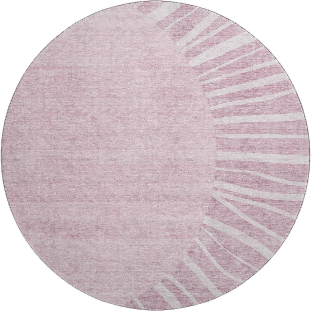 HomeRoots 8' Blush and Ivory Abstract Round Rug - Washable, UV Protected, Stain Resistant for Modern Spaces 655358