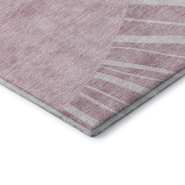 HomeRoots 8' Blush and Ivory Abstract Round Rug - Washable, UV Protected, Stain Resistant for Modern Spaces 655358