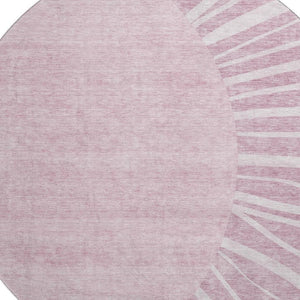 HomeRoots 8' Blush and Ivory Abstract Round Rug - Washable, UV Protected, Stain Resistant for Modern Spaces 655358