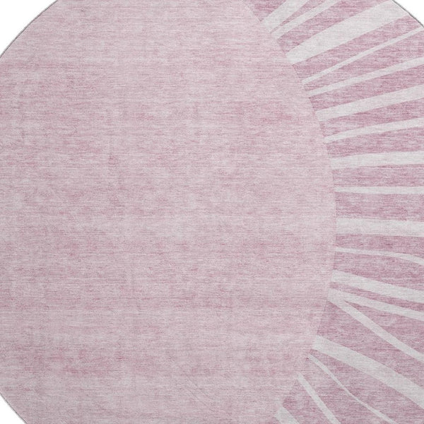 HomeRoots 8' Blush and Ivory Abstract Round Rug - Washable, UV Protected, Stain Resistant for Modern Spaces 655358