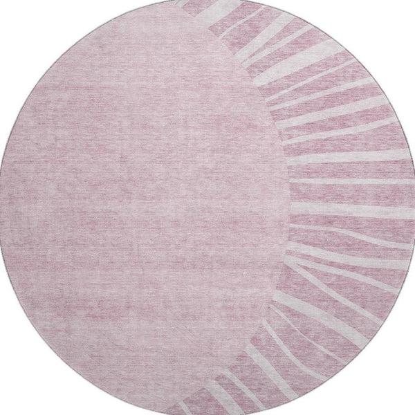 HomeRoots 8' Blush and Ivory Abstract Round Rug - Washable, UV Protected, Stain Resistant for Modern Spaces 655358