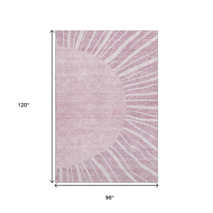 HomeRoots 8' X 10' Blush And Ivory Abstract Area Rug – Washable, Stain-Resistant, UV Protected for Modern Homes 655359