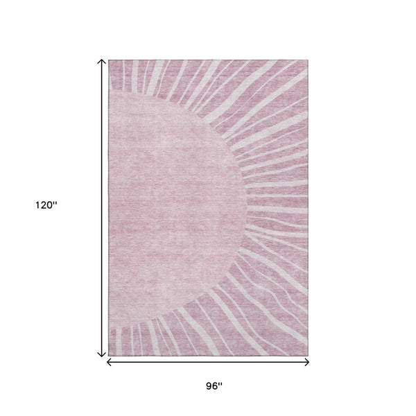 HomeRoots 8' X 10' Blush And Ivory Abstract Area Rug – Washable, Stain-Resistant, UV Protected for Modern Homes 655359