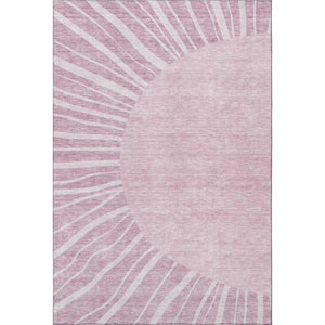 HomeRoots 9' X 12' Blush and Ivory Abstract Washable Area Rug with UV Protection for Modern Living Spaces 655360