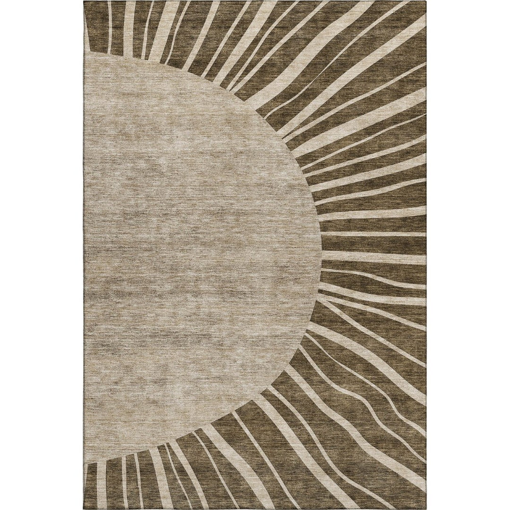 HomeRoots 8' X 10' Brown and Beige Abstract Area Rug - Washable, Stain-Resistant, UV Protected for Busy Homes 655365