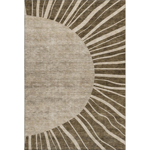 HomeRoots 8' X 10' Brown and Beige Abstract Area Rug - Washable, Stain-Resistant, UV Protected for Busy Homes 655365