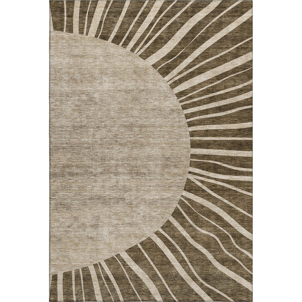 HomeRoots 8' X 10' Brown and Beige Abstract Area Rug - Washable, Stain-Resistant, UV Protected for Busy Homes 655365