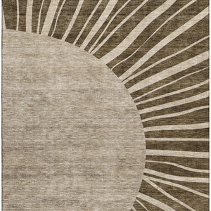 HomeRoots 8' X 10' Brown and Beige Abstract Area Rug - Washable, Stain-Resistant, UV Protected for Busy Homes 655365