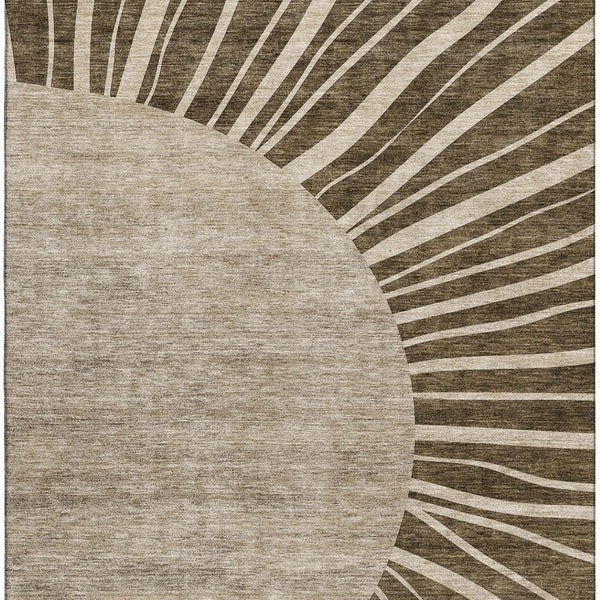 HomeRoots 8' X 10' Brown and Beige Abstract Area Rug - Washable, Stain-Resistant, UV Protected for Busy Homes 655365
