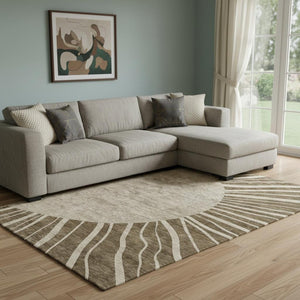 HomeRoots 9' X 12' Washable Brown and Beige Abstract Area Rug with UV Protection - Perfect for High-Traffic Areas! 655366