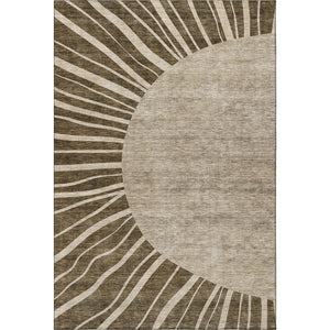 HomeRoots 9' X 12' Washable Brown and Beige Abstract Area Rug with UV Protection - Perfect for High-Traffic Areas! 655366