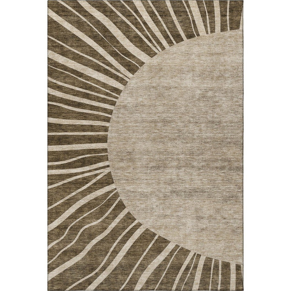 HomeRoots 9' X 12' Washable Brown and Beige Abstract Area Rug with UV Protection - Perfect for High-Traffic Areas! 655366