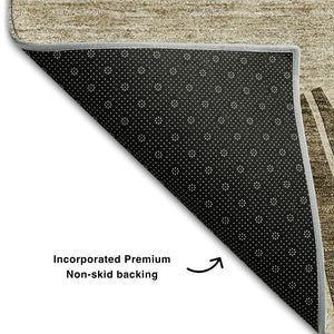 HomeRoots 10' X 14' Stylish Brown and Beige Abstract Area Rug - Durable, Washable, UV Protected for All Spaces 655367