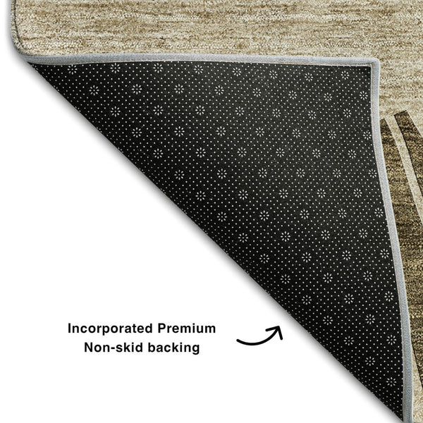 HomeRoots 10' X 14' Stylish Brown and Beige Abstract Area Rug - Durable, Washable, UV Protected for All Spaces 655367