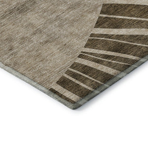 HomeRoots 10' X 14' Stylish Brown and Beige Abstract Area Rug - Durable, Washable, UV Protected for All Spaces 655367