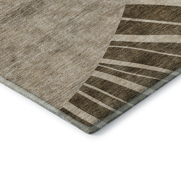 HomeRoots 10' X 14' Stylish Brown and Beige Abstract Area Rug - Durable, Washable, UV Protected for All Spaces 655367