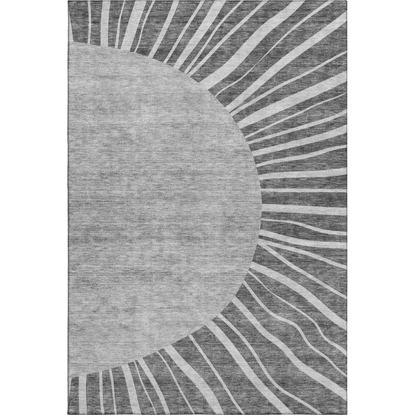 HomeRoots 10' X 14' Stylish Charcoal & Silver Abstract Washable Area Rug - Durable, UV Protected & Easy Care 655373