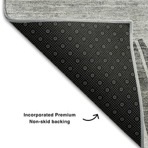 HomeRoots 10' X 14' Stylish Charcoal & Silver Abstract Washable Area Rug - Durable, UV Protected & Easy Care 655373