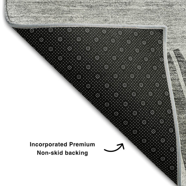 HomeRoots 10' X 14' Stylish Charcoal & Silver Abstract Washable Area Rug - Durable, UV Protected & Easy Care 655373