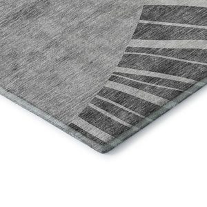 HomeRoots 10' X 14' Stylish Charcoal & Silver Abstract Washable Area Rug - Durable, UV Protected & Easy Care 655373