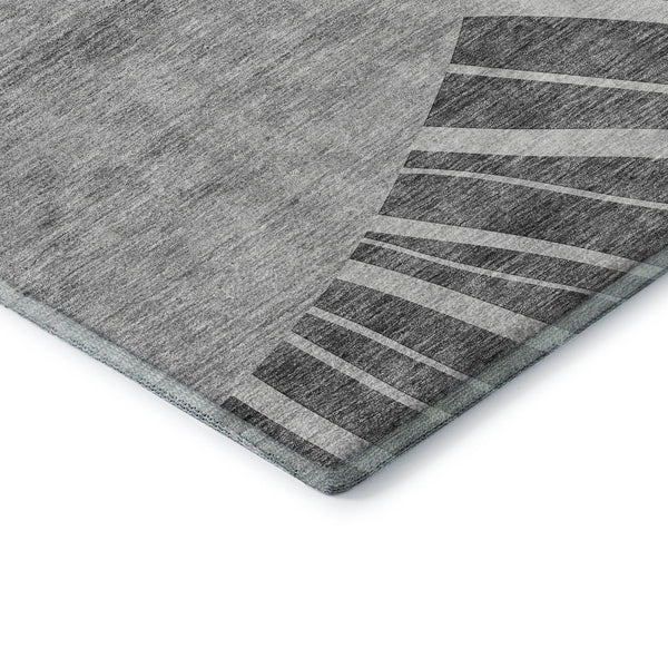 HomeRoots 10' X 14' Stylish Charcoal & Silver Abstract Washable Area Rug - Durable, UV Protected & Easy Care 655373
