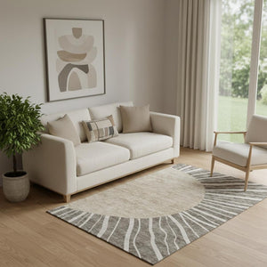 HomeRoots 5' X 8' Chocolate and Beige Abstract Washable Area Rug – Durable, Stylish, UV Protected for Any Room 655375