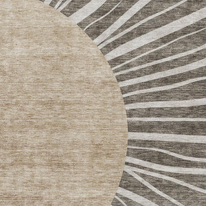 HomeRoots 5' X 8' Chocolate and Beige Abstract Washable Area Rug – Durable, Stylish, UV Protected for Any Room 655375
