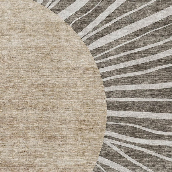 HomeRoots 5' X 8' Chocolate and Beige Abstract Washable Area Rug – Durable, Stylish, UV Protected for Any Room 655375