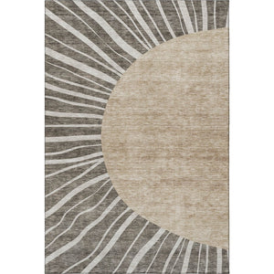 HomeRoots 5' X 8' Chocolate and Beige Abstract Washable Area Rug – Durable, Stylish, UV Protected for Any Room 655375