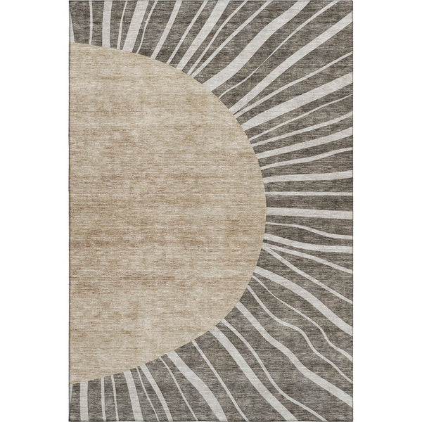 HomeRoots 8' X 10' Chocolate and Beige Abstract Area Rug - Stylish, Washable, UV-Protected for Family Homes 655377