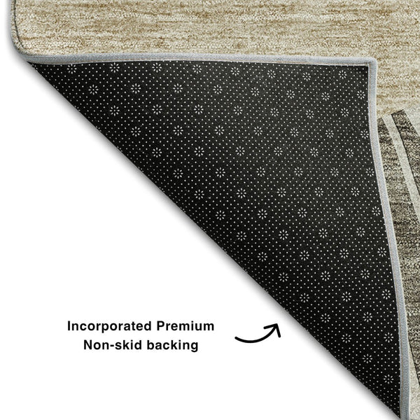 HomeRoots 8' X 10' Chocolate and Beige Abstract Area Rug - Stylish, Washable, UV-Protected for Family Homes 655377