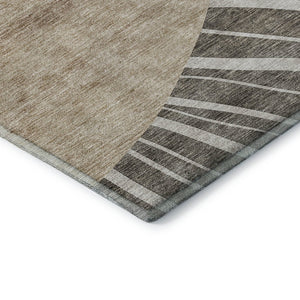 HomeRoots 8' X 10' Chocolate and Beige Abstract Area Rug - Stylish, Washable, UV-Protected for Family Homes 655377