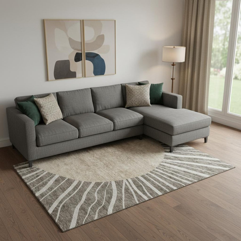 HomeRoots 8' X 10' Chocolate and Beige Abstract Area Rug - Stylish, Washable, UV-Protected for Family Homes 655377