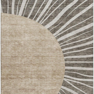 HomeRoots 8' X 10' Chocolate and Beige Abstract Area Rug - Stylish, Washable, UV-Protected for Family Homes 655377