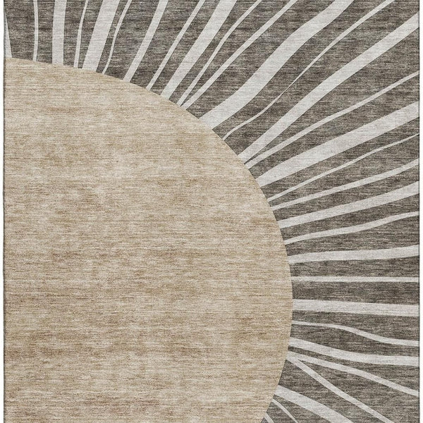 HomeRoots 8' X 10' Chocolate and Beige Abstract Area Rug - Stylish, Washable, UV-Protected for Family Homes 655377