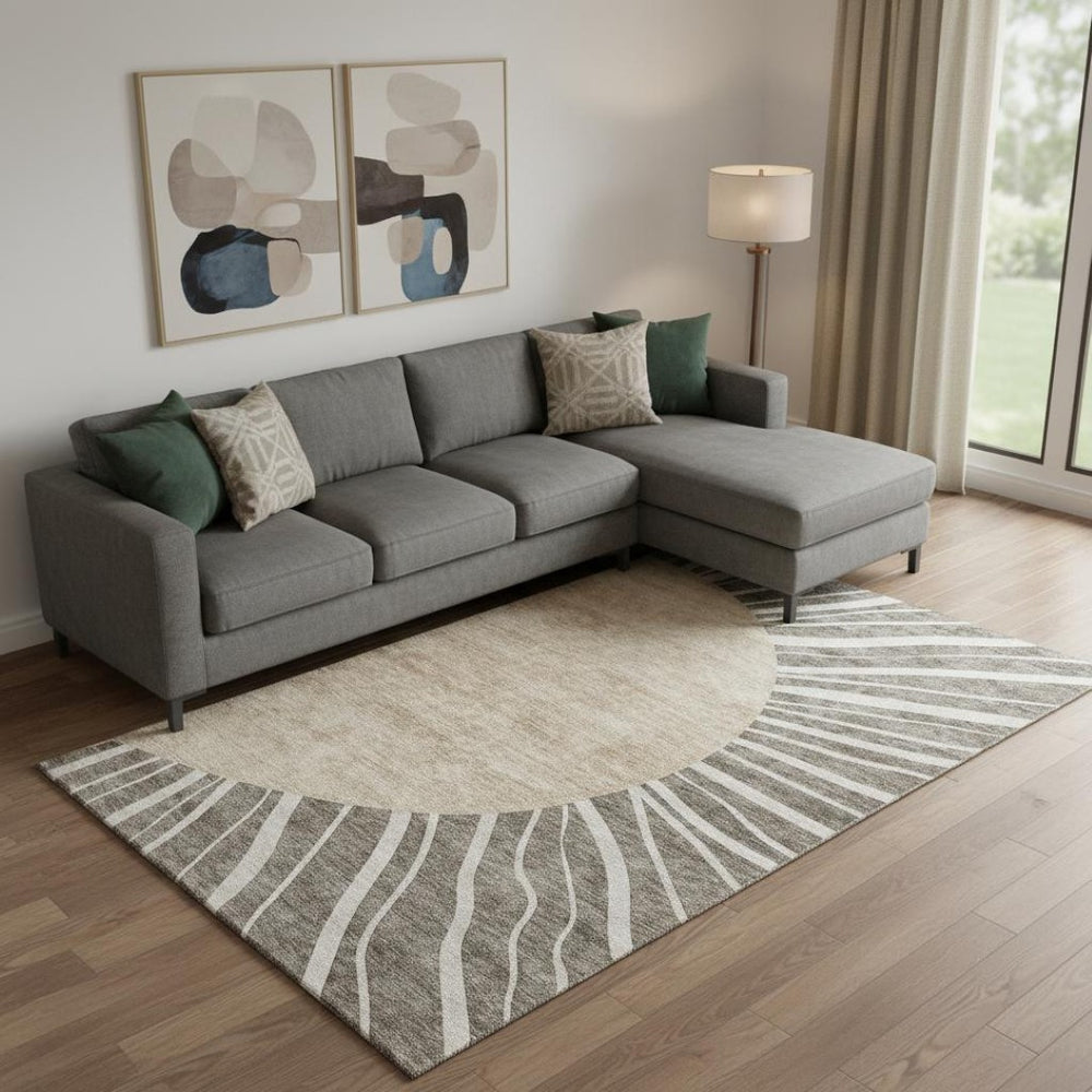 HomeRoots 9' X 12' Chocolate and Beige Abstract Washable Area Rug - Durable, UV-Protected & Stain-Resistant! 655378